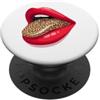 Red Lips Leopard Tongue Wild Retro Fashi Stampa grafica vintage con labbra rosse e lingua leopardata PopSockets PopGrip Adesivo