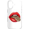 Red Lips Leopard Tongue Retro Animal Des Custodia per iPhone 17 Stampa grafica vintage con labbra rosse e lingua leopardata