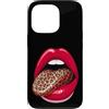 Red Lips Leopard Tongue Vintage Wild Fas Custodia per iPhone 13 Pro Stampa grafica retrò con labbra rosse e lingua leopardata