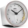 Braun Classic Radio Controlled Analogue Alarm Clock For Central European Time Zone (DCF/GMT+1) With Snooze And Light, Quiet Movement, Crescendo Beep Alarm - Pink/White BC07PW-DCF
