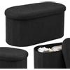 Relaxdays Panca in tessuto teddy, contenitore imbottito, bouclé nera | ingresso/camera, 38x76x38 cm