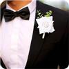 Latious Fiore all'occhiello per sposo e sposo, con rose bianche, decorazione per abito da ballo, festa di anniversario, accessori per uomo (A-bianco)