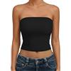 Trendy Queen - Top da donna corto a fascia, senza spalline e senza maniche, per look estivi 2025, nero, XS