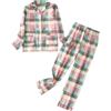 Generisch Set pigiama da donna comodo a quadri, biancheria da notte leggera, loungewear a maniche lunghe, top con bottone, biancheria da notte calda e confortevole, pigiama invernale oversize, traspirante