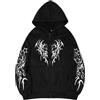 Generisch Felpa con cappuccio da uomo Gothic Punk, Y2K, con chiusura lampo, a maniche lunghe, girocollo, per il tempo libero, invernale, oversize, streetwear, O nero1, S