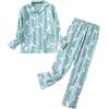 Generisch Pigiama da donna, comodo, a quadretti, leggero, a maniche lunghe, con bottoni, da notte, confortevole, caldo, invernale, taglie forti, traspirante, casual