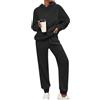 Generisch Set di tuta da donna, morbido e caldo, in pile, con cappuccio, con tasche, per il tempo libero, per il jogging, biancheria da notte, O nero., M