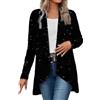 Generisch Cardigan glitterato da donna elegante felpa con paillettes irregolare bolero festa giacca aderente casual camicetta paillettes top donna costumi di carnevale, O nero., XXL