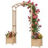 Relaxdays Arco per rose con 2 fioriere, supporto per rampicanti | HxLxP 206 x 180 x 40 cm, arco da giardino in abete