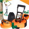 VEVOR Kit Slackline con Linea di Allenamento, Attrezzatura Slackline da 18,3m da Giardino Cortile, Kit di Percorso Corda Stretta per Bambini Adulti 18,3m x 5cm, Set Slackline con Protezioni per Alberi