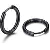U7 Orecchini Uomo Donna Cerchio Piccolo Acciaio Inossidabile Dia. 7-16mm | Orecchini Cerchio Huggie Diametro 7/8/9/10/12/14/16mm; Acciaio Chirugico Anallergico Argento/Oro/Nero; Regalo per Uomo Donna