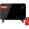 EVVO Convettore C Vetro Wifi Radiatore, 1000 W, Touch screen, Telecomando, Timer, Stand a Piedi (1.000 W, Nero)