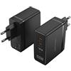 Vention Fegb0-Eu 2Xusb-C 1Xusb-A 100W/100W/30W Caricatore di rete Gan (nero)