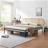 en.casa Letto in metallo 'Linköping' con testata ovale 180 x 200 cm nero / look rattan