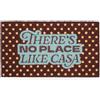 Fisura Zerbino Ingresso Casa No Place Like Casa in Cocco con Base Antiscivolo in PVC Zerbino Interno Marrone, Blu e Beige Dipinto a Mano Tappeto Ingresso Casa Forma Divertente 70x40 cm