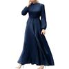 Generisch Abiti musulmani da donna Ramadan Abito a maniche lunghe Top Robe Arabo Islamico Abbigliamento Vintage intero Corpo Lungo Caftano Vestito da donna Elegante Islamico Abito da preghiera, O blu., XL