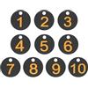 PATIKIL Tag Numerati 1-10 in Plastica Targhette Tonde Numerate per Identificazione ID Chiave per Dormitorio Portachiavi Scatole Armadietti Palestra, Nero con Testo Giallo