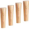 Qrity 20CM Gambe per Mobili Legno, Set di 4 Piedini in Legno di Quercia Affidabile per Divani, Comodini, Armadi, Piastra di Montaggio e Viti
