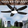 PARTPHONER Ventilatore da soffitto per esterni da 42 pollici con luci, impermeabile IP65, APP e telecomando, LED 3CCT dimmerabile, motore CC silenzioso a 6 velocità, ventilatore a sospensione per gazebo nero