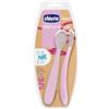 Chicco Cucchiaino Svezzamento in Silicone, Set 2 Cucchiai Morbidi per Neonati e Bambini, Delicati e Flessibili, con Impugnatura Ergonomica e Manico Lungo Curvato, 2 Pezzi - 6+ Mesi, Rosa