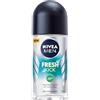 NIVEA Deodorante roll-on Fresh Kick Men protegge dalla sudorazione, dermatologicamente testato, nutre la pelle, formula leggera rinfrescante con acqua di cactus, 50 ml, confezione da 6