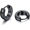 U7 Orecchini Uomo Neri Cerchio Piccolo 7 mm Acciaio Inossidaible Largh.3mm