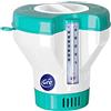 Gre 40070 - Dosatore Galleggiante con Termometro per il Trattamento Chimico delle Piscine. Disinfezione e Pulizia dell'Acqua della Piscina. Per Pastiglie da 20 a 500 g
