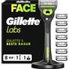 Gillette Rasoio Gillette Labs per uomini, con sistema di pulizia integrato, rasoio elettrico da uomo - Include 1 impugnatura e 8 testine di ricambio con base di ricarica magnetica