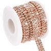 PATIKIL 3 Iarde Catena di Strass 3 File Cristalli Chiusi Rosa Oro/Bianco | Catena Rifinitura Cucitura Striscia, Per Abbigliamento Artigianato, Decorazione Costume Fai Da Te