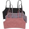 Hanes Cropped Bralette, Breathable Pullover Bra, Crop Top, Solid Or Assorted, 3-Pack Reggiseno, Opaque, Nero/Fico speziato/Rosso Terra, S (Pacco da 3) Donna
