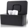 LEQXGO Dispenser di salviettine per neonati, dispenser per salviette per neonati, supporto per salviette fresche, custodia antiscivolo, contenitore per salviette con coperchio ermetico (nero)