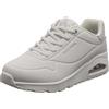 Skechers Uno Shimmer AwaySneaker Donna, Bianco Durabuck Argento Duraleather Mesh Trim, 37.5 EU