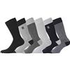 SERGE BLANCO Calzini Uomo cotone pettinato, set di 6 Calze Uomo Lunghe, confortevoli e piacevoli, Nero, Grigio, Taglie 43/46