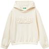 United Colors of Benetton Maglia C/CAPP. M/L 39M2C205D Felpa con Cappuccio, Bianco, 120 cm Bambina