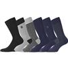 SERGE BLANCO Calzini Uomo Cotone Pettinato Set di 6 Calze Uomo Lunghe, Piacevoli e Casual, Nero, Grigio, Taglie 43/46