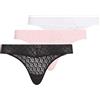 Calvin Klein Donna Perizomi Confezione da 3 Low Rise con Pizzo, Multicolore (Black/Classic White/Buff Pink), L