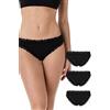 Lovable Mutande da Donna | Slip in Microfibra e Pizzo | Pacco da 3 Mutandine Morbide e Confortevoli | Intimo Femminile Lacy Micro Donna x3, Nero, XL