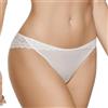 Selene, Brasiliana Donna in Pizzo con Motivo Floreale Trasparente, Slip a Vita Bassa, Collezione Mara, Colore Avorio, Taglia L