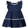 Amazon Essentials x Sofia Grainge Abito Casual Aderente in Vita con Gonna Ampia, in Raso di Cotone Bambine e ragazze, Blu Marino, 12 mesi