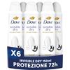 Dove Deodorante Spray Advanced Care Invisible Dry, con Formula Idratante e Delicata sulla Pelle, Formula Anti-macchia, Pelle Asciutta Fino a 72 Ore, Deodorante Uomo e Donna, 6 Pezzi da 150ml