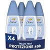 Dove Vapo Talco 75 ml, Deodorante Spray Senza Gas Antitraspirante, Protezione Anti-Odore 48 Ore, Ascelle con 1/4 di Crema Idratante, Senza Alcol Etilico (Confezione da 4)