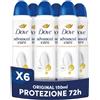 Dove Deodorante Spray Advanced Care Original, con Formula Idratante e Delicata sulla Pelle, Senza Alcol, Pelle Asciutta Fino a 72 Ore, Deodorante Uomo e Donna, 6 Pezzi da 150ml
