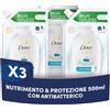 Dove, Sapone Liquido Mani, Ricarica Sapone Liquido Mani, Care & Protect, Rimuove con Efficacia Sporco e Batteri, con +5 Agenti Idratanti, Formula 99% Biodegradabile, 500ml (Confezione da 3)