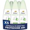 Dove Deodorante Vapo Cetriolo 75 ml, Deodorante Spray Senza Gas Antitraspirante, Protezione Anti-Odore 48 Ore, Deodorante Ascelle con 1/4 di Crema Idratante, Senza Alcol Etilico (Confezione da 5)