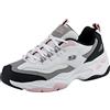 Skechers Donna D'Lites 4.0 Fresh Diva Trainers, White Leather Mesh Black Pink Trim, 37.5 EU