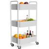 Amig - Carrello da cucina a 3 livelli con ruote Mod. LINN - Scaffale ausiliario in acciaio - Bianco - Carrello multiuso per cucina, bagno o ufficio - 40,5 x 28 x 76 cm