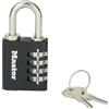 Master Lock Zinc 7641EURDBLK - Lucchetto a combinazione per interni, con chiave override, 78 x 40 x 16 mm, colore: Nero