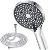 YEAUPE Soffione Doccia con Tubo 1.6m- Soffione doccia Anticalcare, con 6 tipi di getti, ad alta pressione, cromato