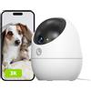Beans View 3K (5MP) Telecamera di Sicurezza per Interni, 360° Sorveglianza, 2.4GHz Wi-Fi, Visione Notturna a Colori, Bambino/Animale Domestico/Gatto/Cane, Rilevamento umano, Compatibile con Alexa D210