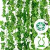 Noa Home Deco Edera Finta Pianta Artificiale 12 Pezzi, da Esterno per Festa di Matrimonio e la Decorazione della Parete (2.2M, 12 clips per piante, Fascetta da 30M con Cutter)